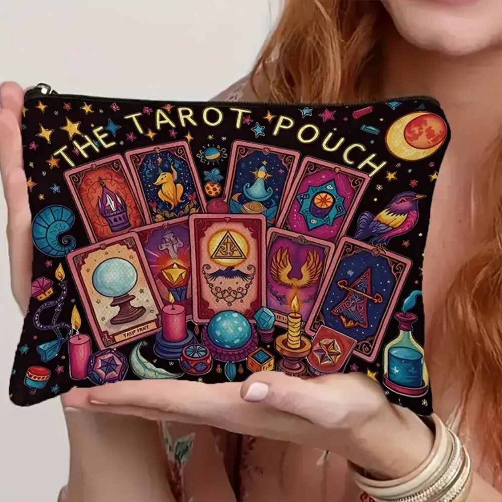 Vibrant Tarot Zipper Pouch ✨ Witchy Vibes & Bold Colors - Christmas Present
